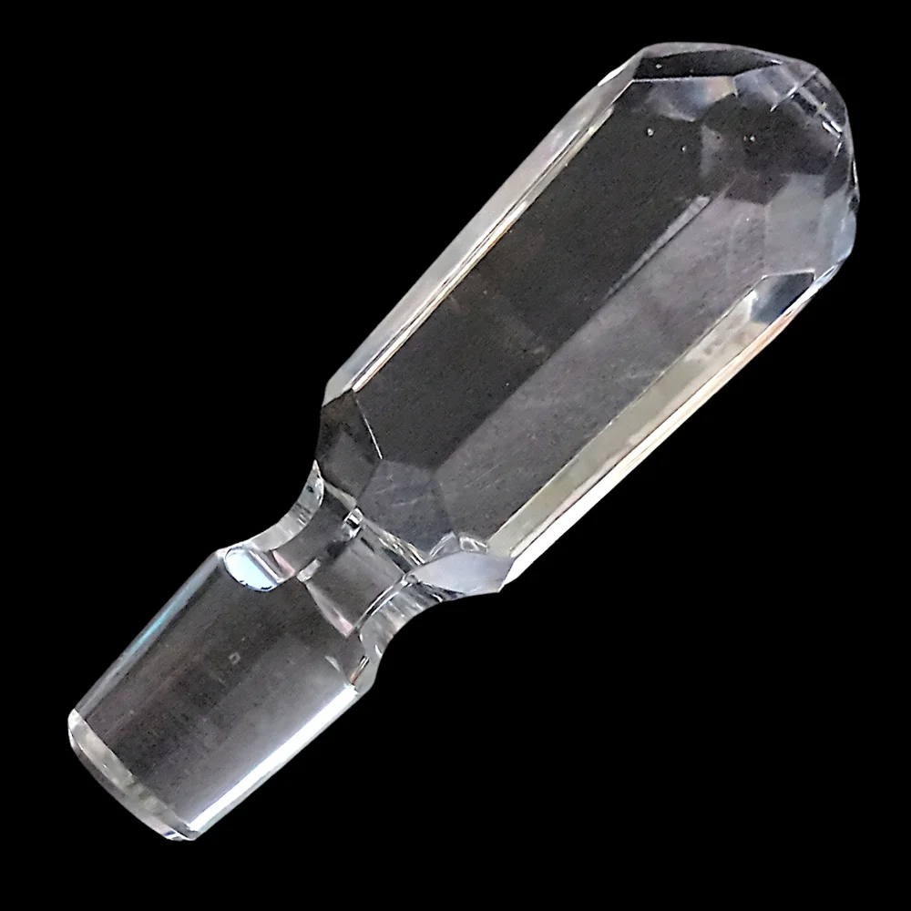 Vintage Hand Cut Crystal Bottle Stopper Wine Cork Clear Heavy Mid Century Modern